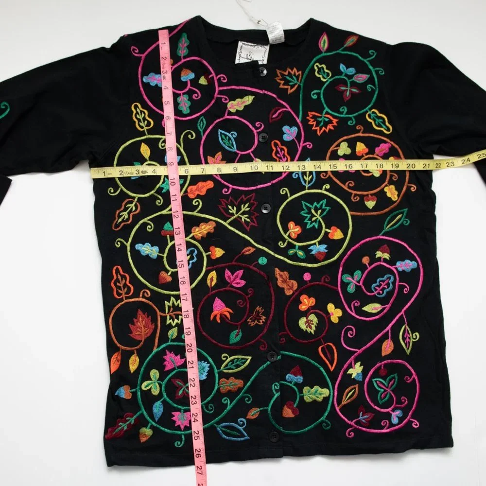 Michael Simon Embroidered Cardigan Vintage Jacket Colorful Deadstock Med New - Picture 6 of 6